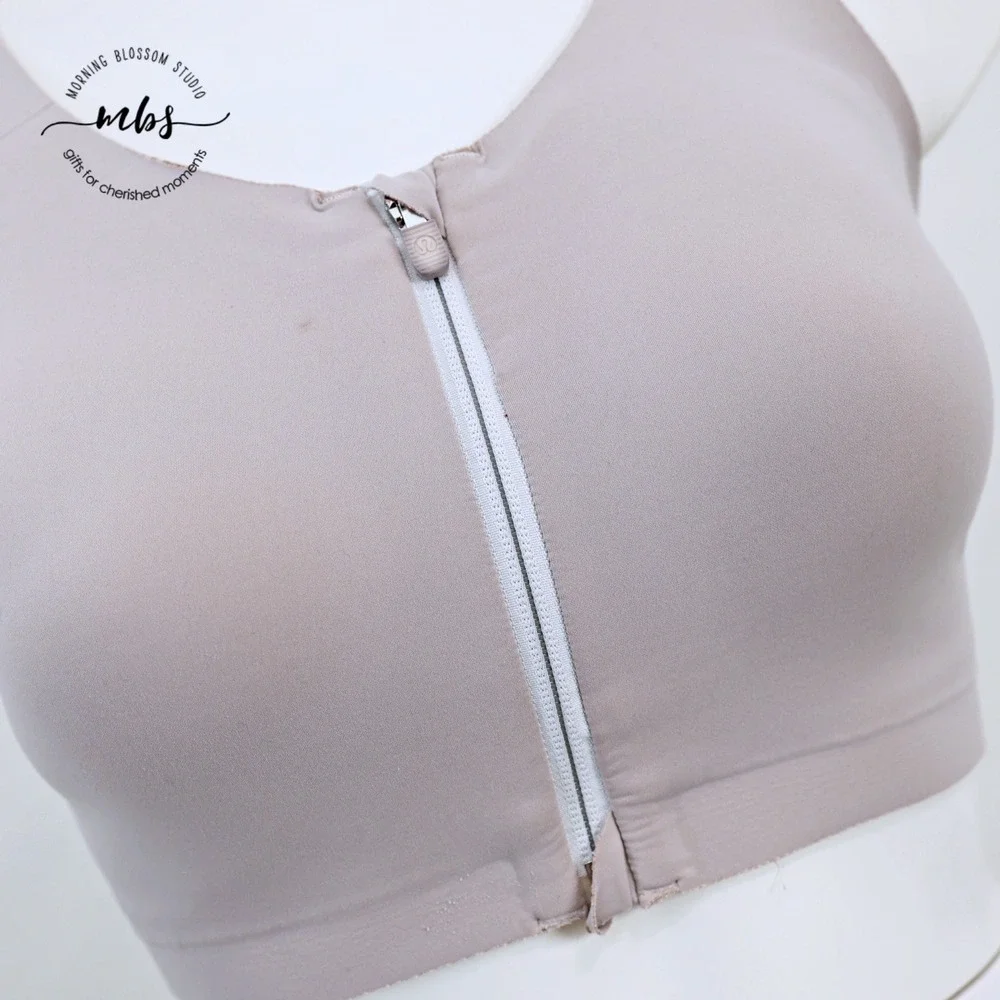 Lululemon Enlite Front Zip High-Impact Athletic Sports Bra Mauve‎ Women 34E